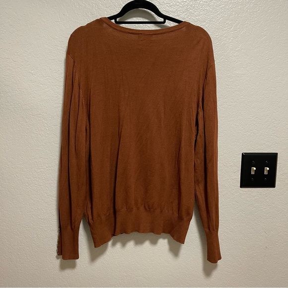 Cielo Light Academia Chocolate Brown Button Up Vneck Cardigan Size 3XL - Picture 5 of 5